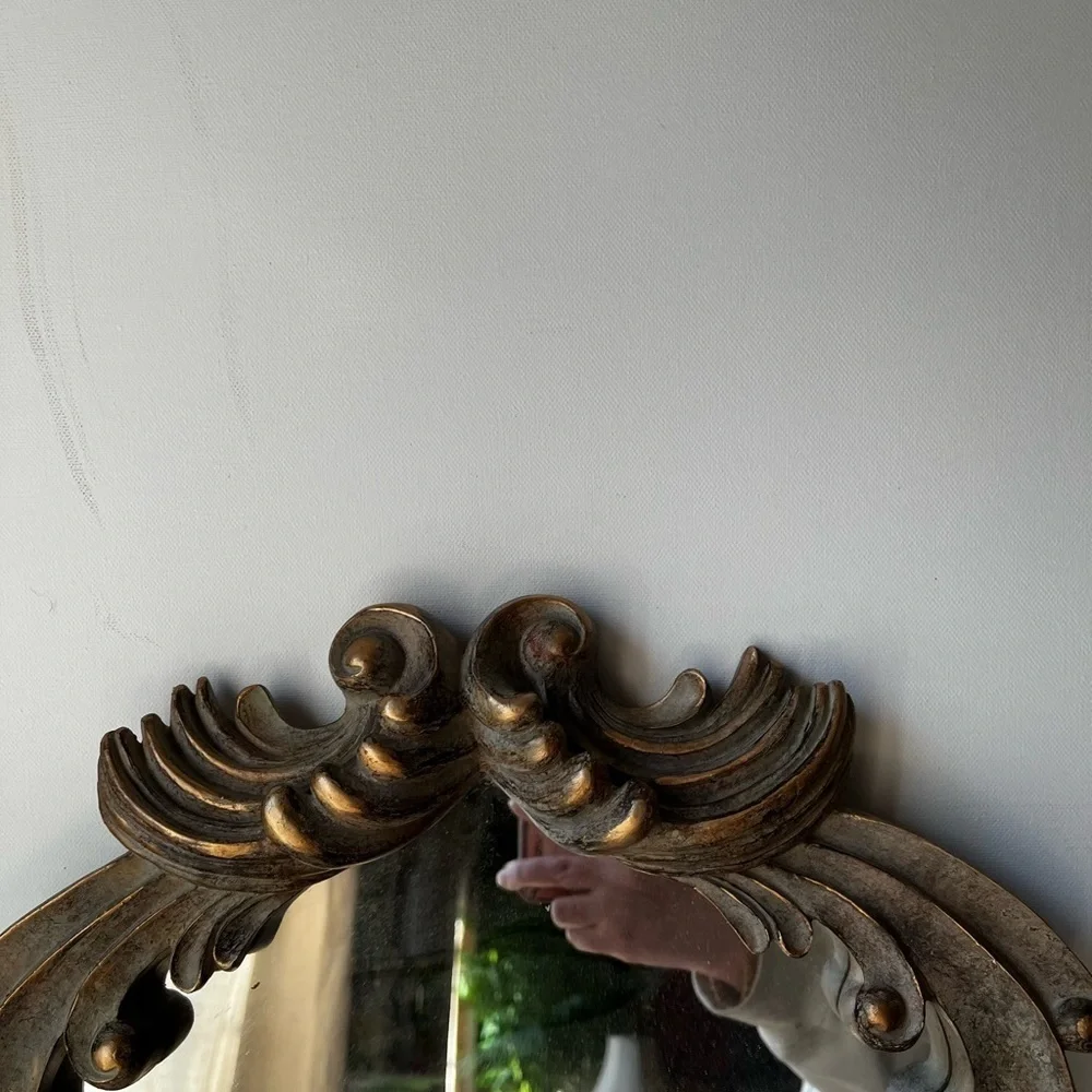 Elegant Gold Ornate Wall Mirror 14.5”x15.5”